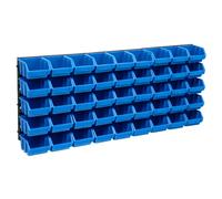 Storage Bin Kit Blue & Black Plastic 3 Panels 45pcs Stackable Boxes 116x112x75mm