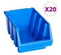 Storage Bins 20pc Blue Plastic 170x240x126mm Stackable Label Slot for Garage DIY
