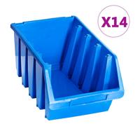 vidaXL Stacking Storage Bins Storage Basket Storage Box 14 pcs Blue Plastic