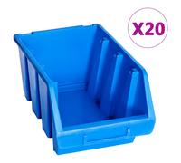 Storage Bins Stackable 20pcs Blue Plastic 170x240x126mm Label Slot Wall Fixable