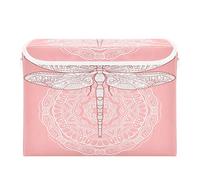 Storage Bins with Lid, Floral Mandala Dragonfly Storage Box Organizer Toys Bedroom Nursery, 16.5"x12.6"x11.8" Large Collapsible Storage Cube for Home Office Closet Shelf