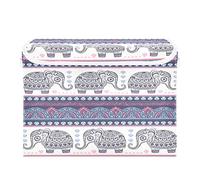 Storage Bins with Lid, Geometric Indian Floral Elephant Storage Box Organizer Toys Bedroom Nursery, 16.5"x12.6"x11.8" Large Collapsible Storage Cube for Home Office Closet Shelf