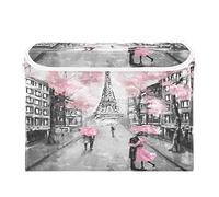 Storage Bins with Lid, Paris Eiffel Tower Tree Art Storage Box Organizer Toys Bedroom Nursery, 16.5"x12.6"x11.8" Large Collapsible Storage Cube for Home Office Closet Shelf