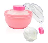 Storage Body Powder Container, Large 3.5" Fluffy Body After-Bath Powder Case, Baby Care Face/Body Villus Powder Puff Box, Makeup Cosmetic Talcum Powder Container with Hand Holder (LightCoral)