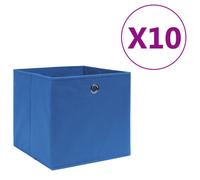 Storage Box 10pc Foldable Blue Non-Woven Fabric 28x28x28cm with Eyelet Set Home