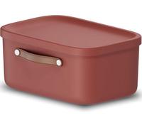 Storage Box 12L, Rotho Maloja Plastic Storage Bin With Lid And Handle - Red