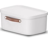 Storage Box 12L, Rotho Maloja Plastic Storage Bin With Lid And Handle - White