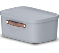 Storage Box 12L, Rotho Maloja Plastic Storage Bin With Lid & Handle - Light Blue