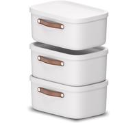 Storage box 12L, Rotho Maloja Plastic Storage Bin with Lid - White (Pack of 3)