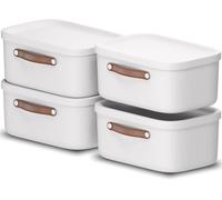 Storage box 12L, Rotho Maloja Plastic Storage Bin with Lid - White (Pack of 4)