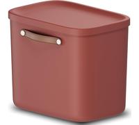 Storage Box 25L, Rotho Maloja Plastic Storage Bin with Lid and Handle - Red