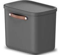 Storage Box 25L, Rotho Maloja Plastic Storage Bin With Lid &handle - Anthracite