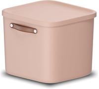 Storage box 40 L, Rotho Maloja Plastic Storage Bin with Lid & Handle - Pink