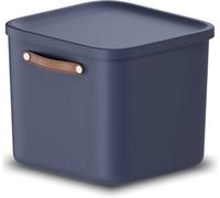 Storage Box 40L, Rotho Maloja Plastic Storage Bin With Lid And Handle - Blue
