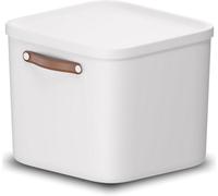 Storage Box 40L, Rotho Maloja Plastic Storage Bin With Lid And Handle - White