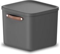 Storage Box 40L, Rotho Maloja Plastic Storage Bin With Lid &handle - Anthracite