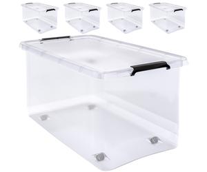 Storage Box 4Pcs Set with Lid Clear 60x40x35cm 60L