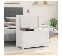 Storage Box 80x40x45.5 cm White Solid Pinewood Large Trunk with Gas-Lift Seat