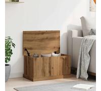 Storage box Artisan oak engineered wood 70x40x38 cm lid bench top table for rugs