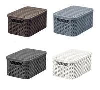 Storage Basket Curver Rattan Style Lid Cream 205840