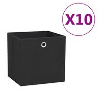 Storage Box Black 28x28x28 cm Foldable Non-Woven Fabric 10 Pack with Eyelet Set