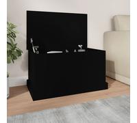 Storage Box Black Engineered Wood 70x40x38 cm Large Lid Bench Trunk with Hinged