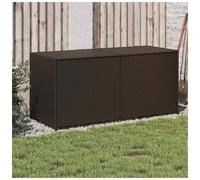 Storage Box Brown 120x50x56cm PE Rattan Chest with Steel Frame Weatherproof Lid