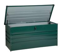 Beliani Storage Box Dark Green Steel Garden Lockable Lid 400L | Metal, Galvanised, Full Assembly Required, 50 kg Capacity, Outdoor Use, 132 x 64 cm