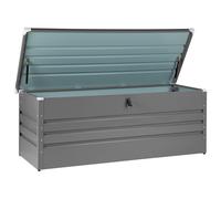 Beliani Storage Box Grey Steel Garden Lockable Lid 600L | Metal, Galvanised, Full Assembly Required, 80 kg Capacity, Outdoor Use, 165 x 63 cm