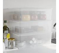 Storage Box Clear PP 54x38x16cm 25L Stackable 3pcs Clips Ventilation BPAfree Set