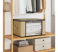 Storage Box Cream Non-Woven Fabric 60x43x35cm Foldable Underbed 6pcs Window Slim