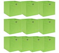 Storage Box Foldable Green 32x32x32cm Non-Woven Fabric 10 pcs with Metal Eyelets