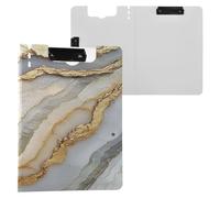 Storage Box Folding Marble Neutral White A4 Storage Box Binderfolio Double Metal Clips Pen Holder Office Clip Hardcover Board