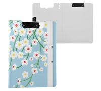 Storage Box Folding Yellow Floral Wreath On Blue Background A4 Clipboard Padfolio Double Clips Pen Holder With Feeding Clip Board With Cover