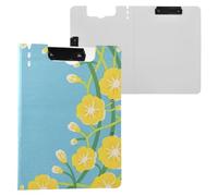 Storage Box Folding Yellow Floral Wreath On Blue Background A4 Storage Box Folio Double Clips Pen Holder School Clip Board With Cover