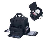 Storage Box for Nail Supplies - Kit Carrying Case - Cosmetics Holder, Travel Storage Case Holds 70 Bottles with Holder & Shoulder Strap for Nail Stuff & Tools