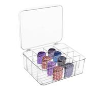 Storage Box for Ties Socks Bras Underwear, Drawer Closet Storage Bin with Lid, 16-Cell Clear Tie Rack Organizer, Tie Organizer Box, Stackable Tie Display Rack