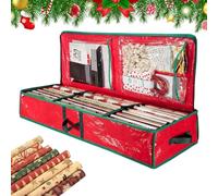 Storage box for wrapping paper, with carry handle on the top, container for wrapping paper for Christmas, for living room, bedroom, cupboard, rolls, ribbons and bow