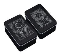 Storage Box - Fortune Case | Decorative Metal Holder Boxes 12.7x8.5x6cm, Moon Sun Printed Tarots, Jewelry Trinket Organizer For Homes, Mystical Tarots Chest