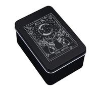 Storage Box - Fortune Case | Decorative Metal Holder Boxes 12.7x8.5x6cm, Moon Sun Printed Tarots, Jewelry Trinket Organizer For Homes, Mystical Tarots Chest