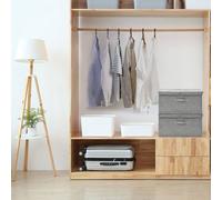 Storage Box Grey 50x30x25cm Fabric Oxford Non-Woven 2-Compartment Foldable 2pc