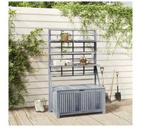 Storage Box Grey Acacia Wood 99x55x160 cm With Trellis & 4 Adjustable Shelves XL