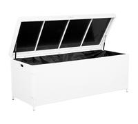Beliani Storage Box White PE Rattan Mediterranean Garden Deck | Full Assembly Required, 100 kg Capacity, Outdoor Use, 158 x 66 cm