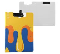 Storage Box Orange And Yellow Drip Pattern On Blue A4 Storage Box Padfolio Double Clips Pen Holder Office Clip Board With Cover