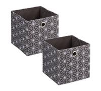 Storage Box Organiser Basket Set Handle Fabric Shelf Grey Foldable 30.5x30x30cm
