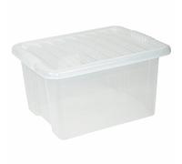 Storage Box Plastic with Lid Stackable 35 Litre Clear Ref 12455 by 5 Star