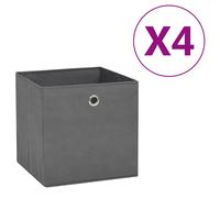 Storage Box Set 4pcs Grey 28x28x28cm Foldable Non-Woven Fabric Organizer Home.