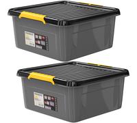 Storage box set of 2 grey/anthracite 39x39x16cm stackable