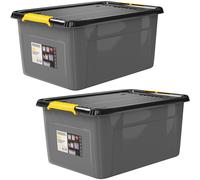 Storage box set of 2 grey/anthracite 58x39x25cm stackable