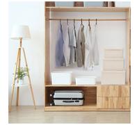 Storage Box Set of 3 Cream Fabric Foldable Oxford Non-Woven 45/40/35cm 45x34x25